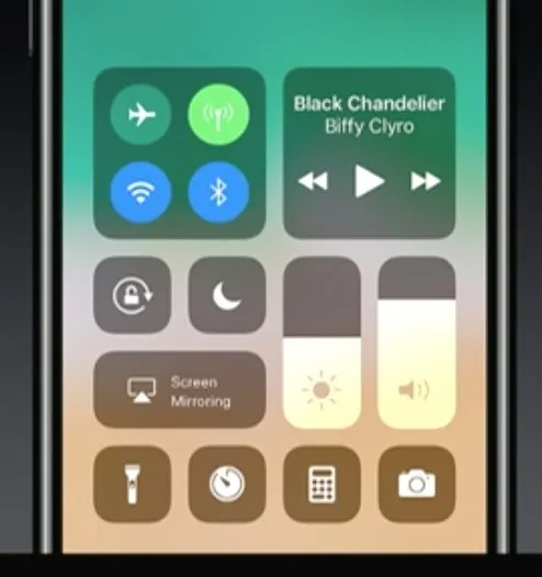 iOS 10’s Control Center showing the volume slider on the right side (from https://uxdesign.cc/the-worst-volume-control-ui-in-the-world-60713dc86950).